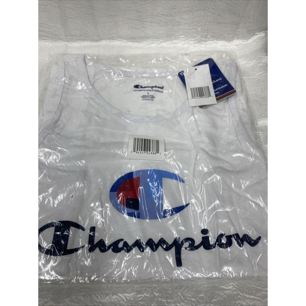 Champion Boys Classic Script Tank Top White‎ New with Tags Graphic Tag